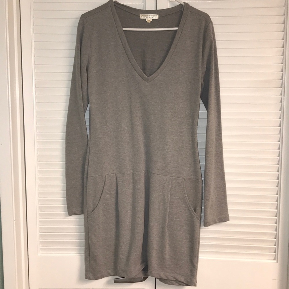 Jersey dress, long sleeves with pockets